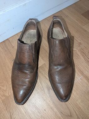 Frye Brown Pointed-Toe Slip-On Western Boots